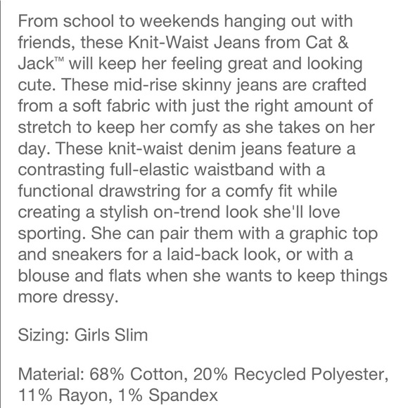 NWT Girls’ Cat & Jack Jeans/Jegging Bundle, Size 6 Slim - Picture 5 of 5